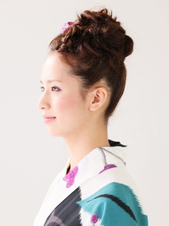 浴衣 髪型 ロング みつあみ