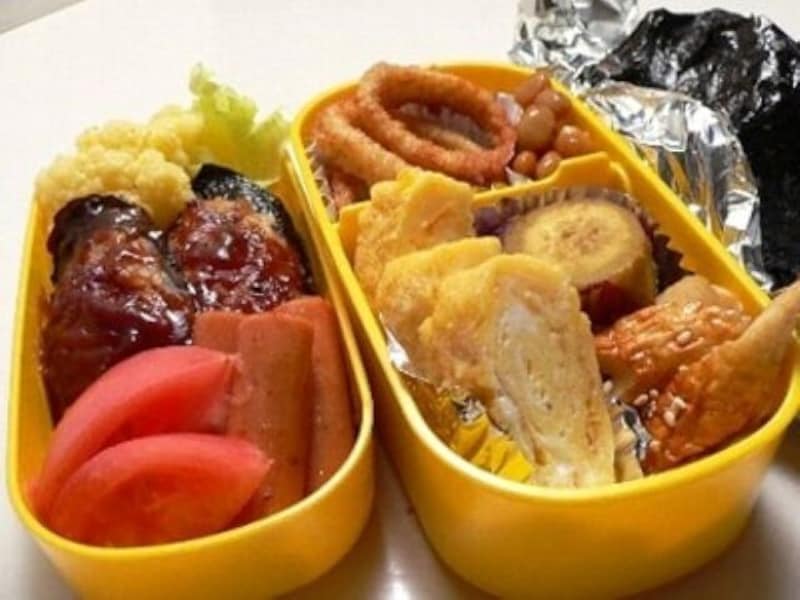 なすのハンバーグ弁当レシピ……残ったハンバーグ種で作る！