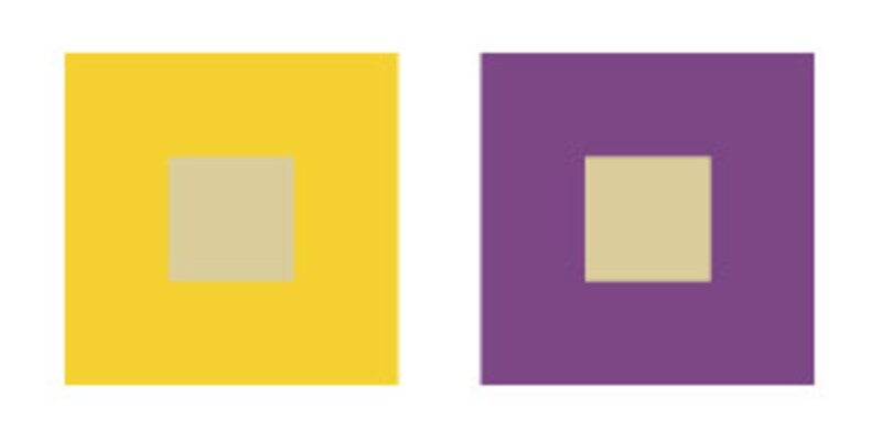 青白い肌色と相性のよくない配色例:サフラン、ラベンダー