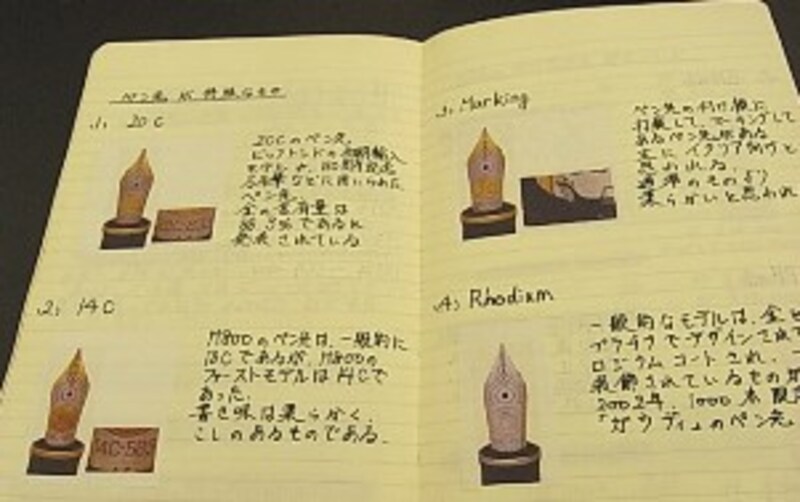 皆川さんが万年筆情報を書き込んでいるMOLESKNE