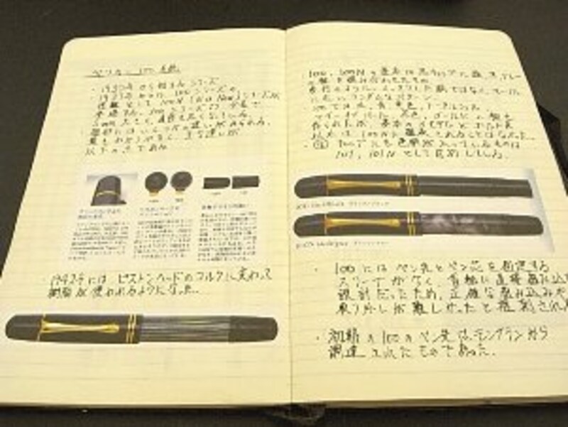 皆川さんが万年筆情報を書き込んでいるMOLESKNE