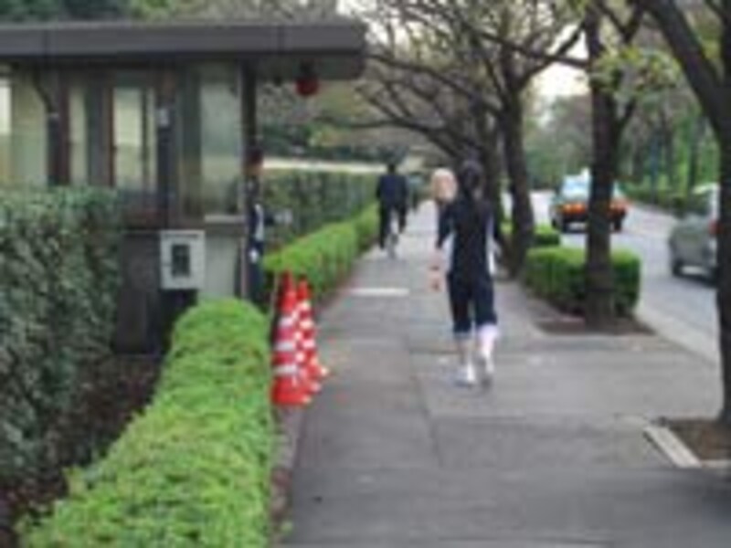ランナーの安全のためではなさそうですが、警備厳重で安心
