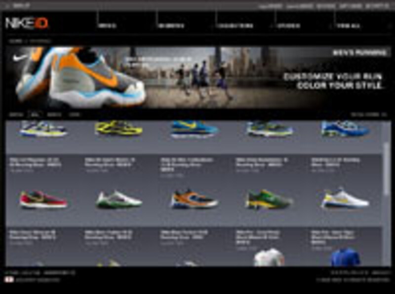 「RUNNING」のカテゴリーを選んだところ。Tシャツやバッグのアイテムもある