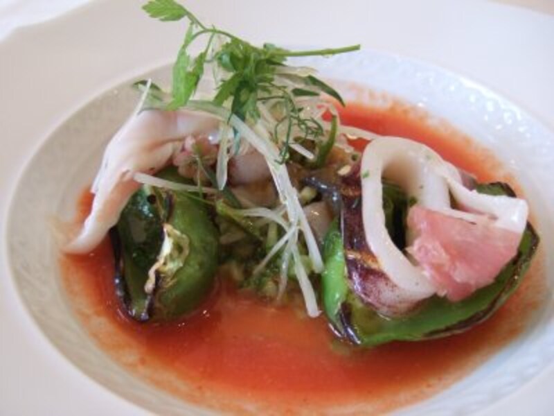 烏賊と青唐のガスパチョ。