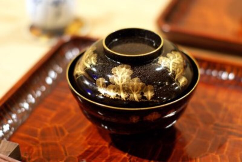 蕎麦掻きの白味噌椀。