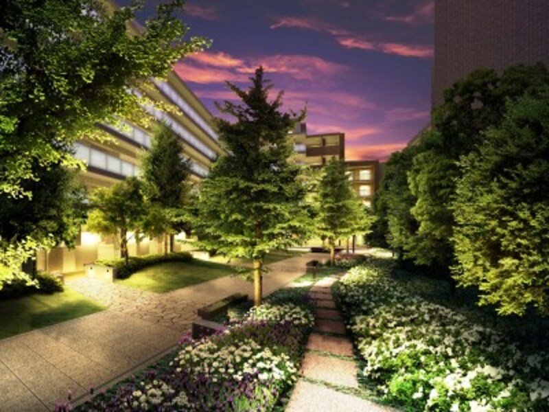 プライベートガーデンというべき中庭「フォレストリエガーデン」完成予想CG