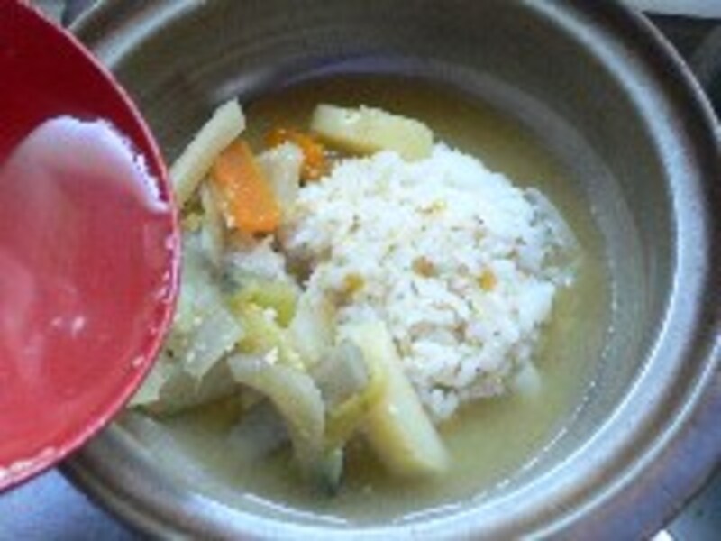 ピリ辛みそ雑炊・手順2