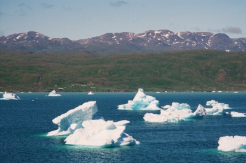 フィヨルドの海面を漂う流氷が極北の旅情を誘います