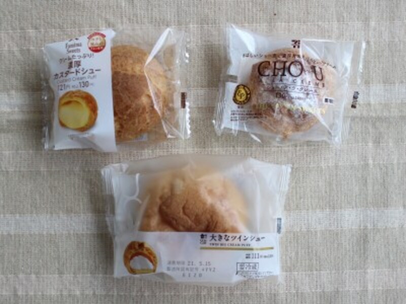 3社のシュークリーム