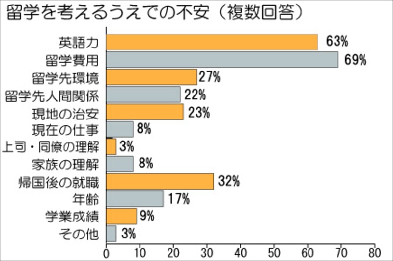 留学を考えるうえでの不安