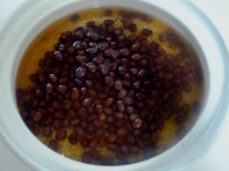 もち米と黒米・小豆