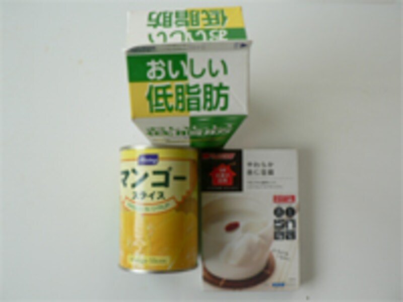 マンゴー杏仁豆腐材料