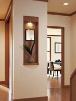 玄関入って一番目につく場所が白い壁ではちょっと寂しい。そんな時はニッチのリフォームを(ニッチ/大建工業)