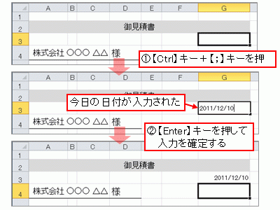 今日の日付を簡単に入力※Windowsのシステム日付を入力するショートカットキーです。Windowsのシステム日付が正しく設定されていることを確認してから使用してください。