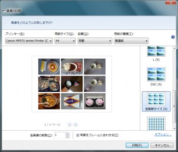 定期券の設定をした印刷画面