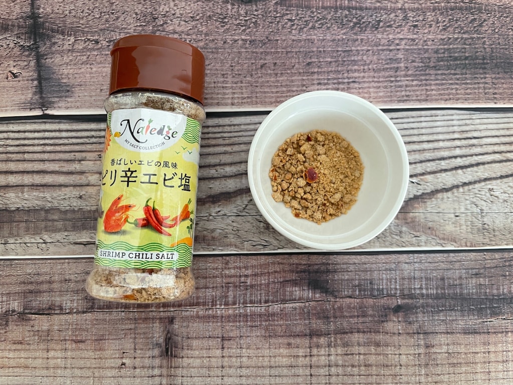 カルディの海老塩「ナレッジ　ピリ辛エビ塩」はえびの味が香ばしくてアレンジ自在