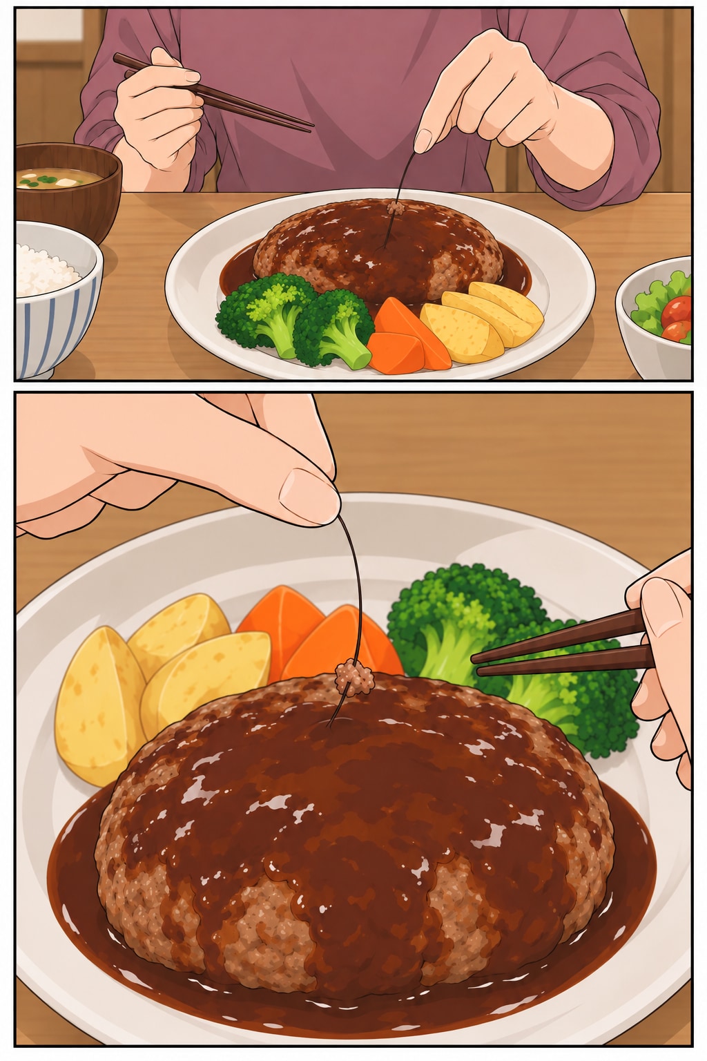 【マンガ】義母の手作りハンバーグに異物が!?「ウッとなってトイレに駆け込んだ」私を見て、息子まで…【前編】