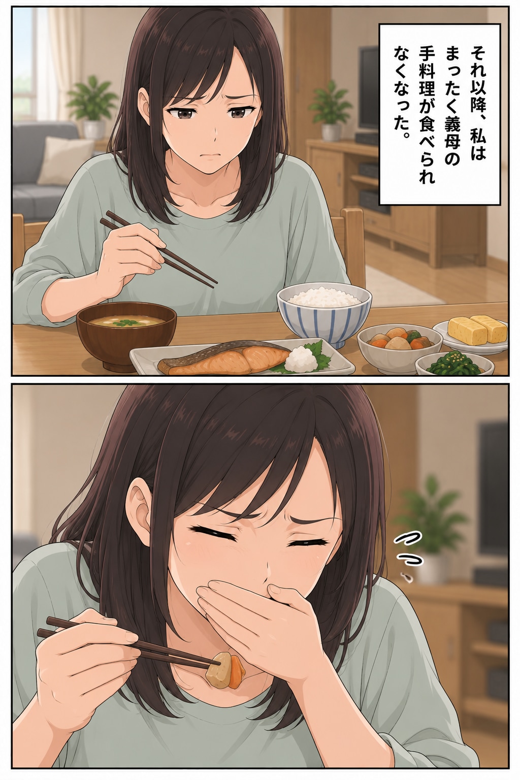 【マンガ】義母の手作りハンバーグに異物が!?「ウッとなってトイレに駆け込んだ」私を見て、息子まで…【後編】