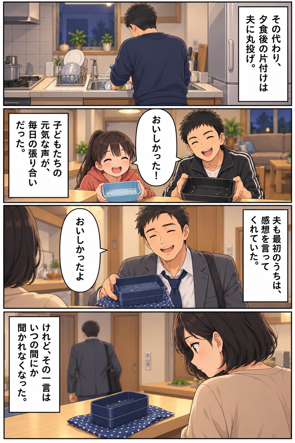 【漫画】妻の手作り弁当が暴いた夫の悪事!? 異変を察知した妻が弁当に仕込んだイタズラで意外な展開が……【前編】