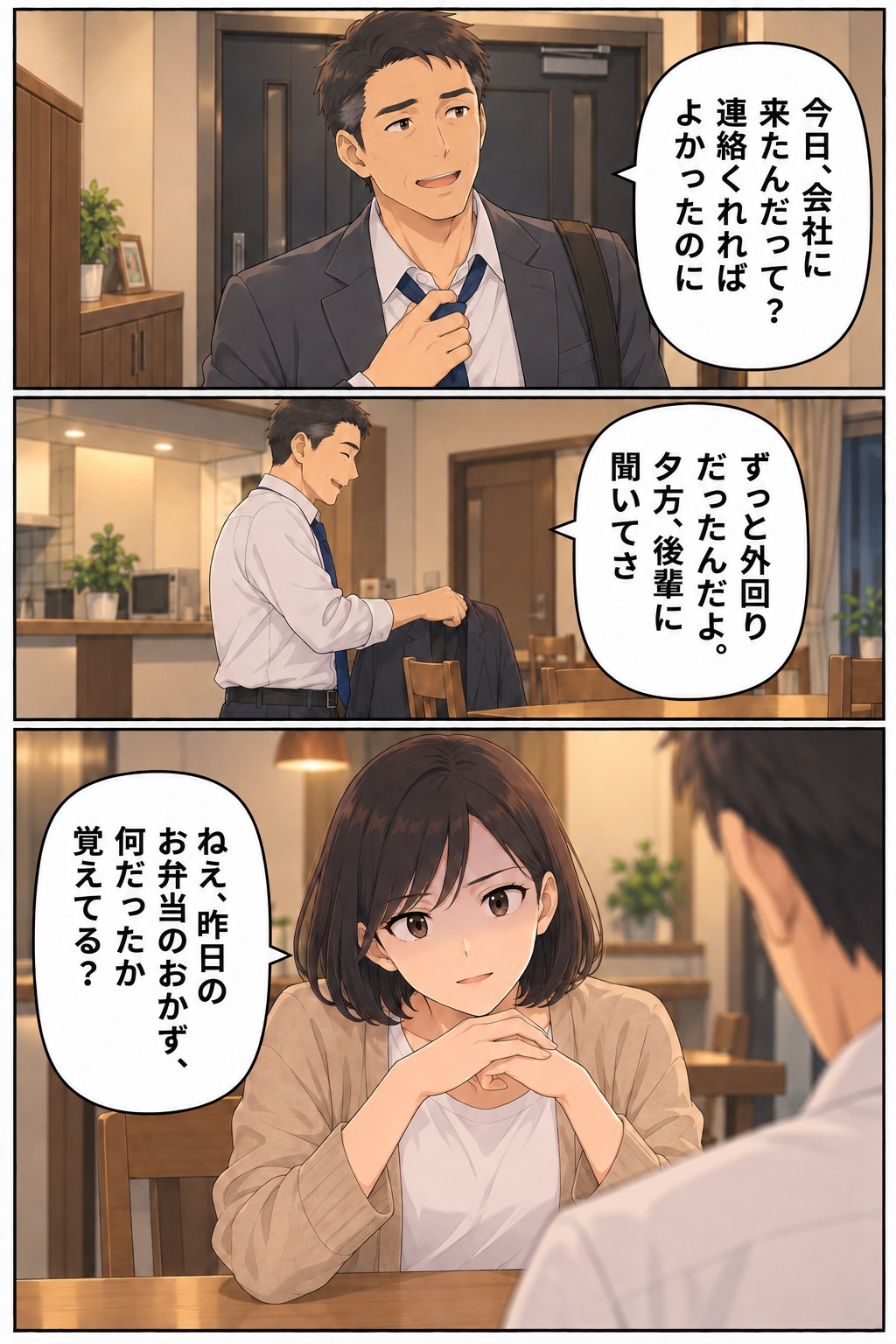 【漫画】妻の手作り弁当が暴いた夫の悪事!?異変を察知した妻が弁当に仕込んだイタズラで意外な展開が…【後編】