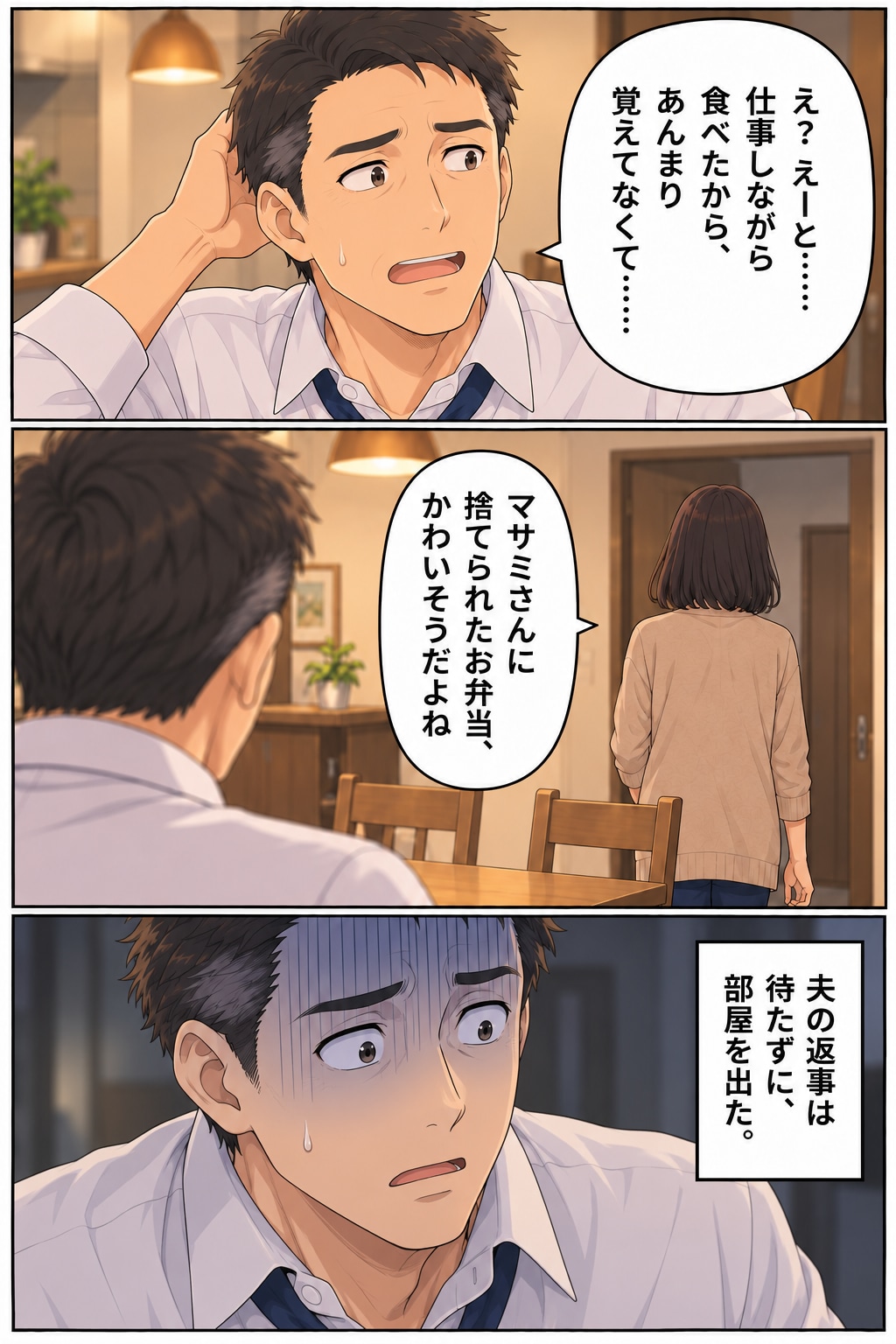 【漫画】妻の手作り弁当が暴いた夫の悪事!?異変を察知した妻が弁当に仕込んだイタズラで意外な展開が…【後編】