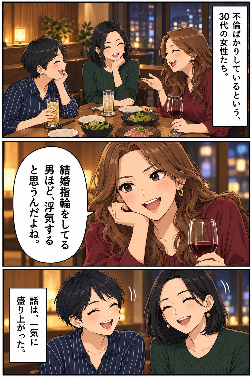 【マンガ】「結婚指輪をしている男の不倫率は高い」説は本当か?不倫ばかりしている30代女子の印象論【前編】