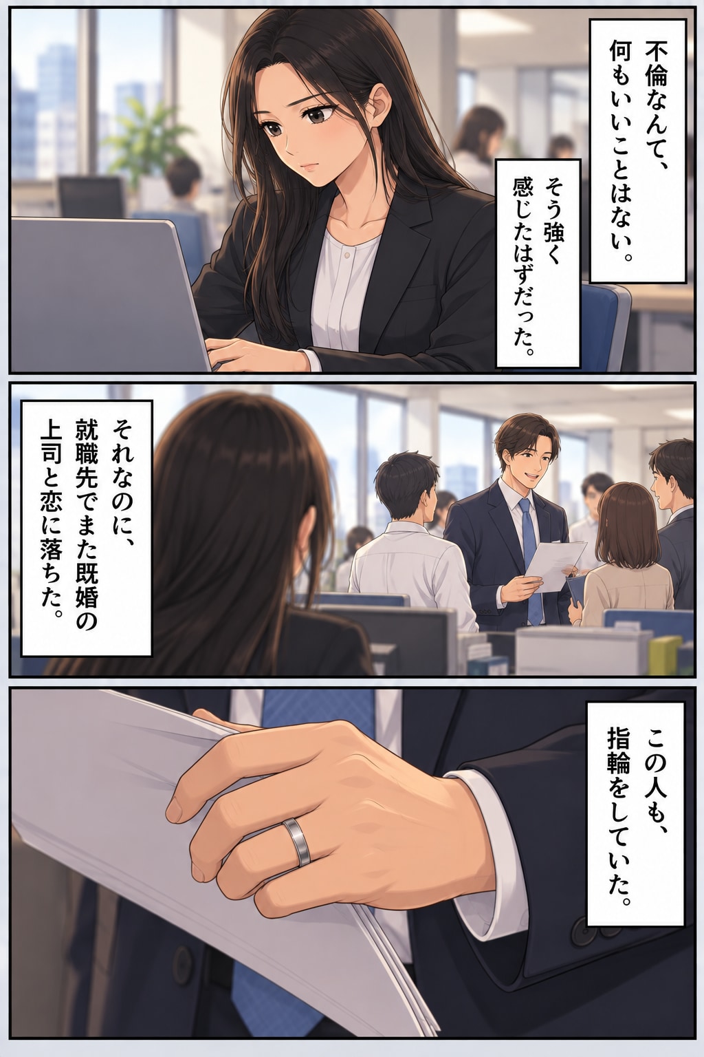 【マンガ】「結婚指輪をしている男の不倫率は高い」説は本当か？不倫ばかりしている30代女子の印象論【前編】