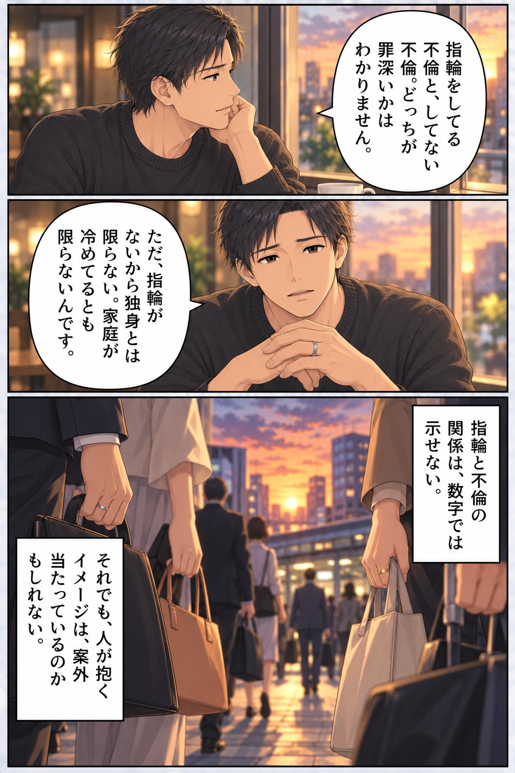 【マンガ】「結婚指輪をしている男の不倫率は高い」説は本当か？不倫ばかりしている30代女子の印象論【後編】