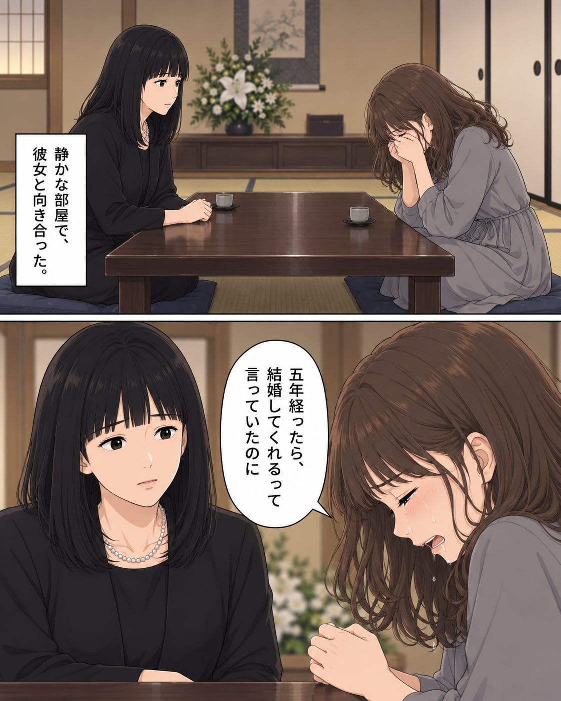 【漫画】夫の通夜に現れた女性の正体は…まじめな愛妻家が死後に遺した「まさか」の裏切り行為【後編】