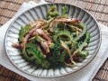 ゴーヤとミョウガといかの塩炒め