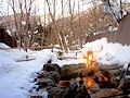 平湯温泉 深山桜庵で雪見風呂