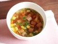 パプリカとスパムのレンチンスープレシピ……市販の素要らず！