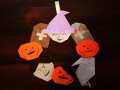 ハロウィン折り紙リース……かぼちゃやおばけをつないで作る！