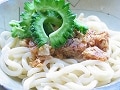 塩ゴーヤと豚味噌の冷やしうどん