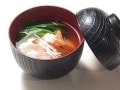 お食い初め簡単レシピ！ 花えびと花豆腐のお吸い物