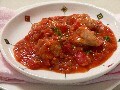 お釜でチキンのトマトソース煮