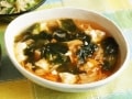 レンチン！ 豆腐とわかめの和風キムチスープ