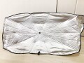 夏の車の暑さ対策！ フロントガラスにパッと開いて使う「3COINS」傘式サンシェードが便利すぎる