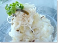美しい朝食(2) 冷たいお粥で朝食　梅昆布とささみの冷たい五穀粥