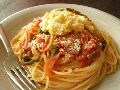 夏休みランチ：卵と野菜のトマトスパゲティ