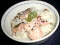 塩鮭と大豆で作る故郷ご飯　塩ジャケの炊き込みごはん