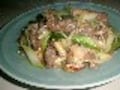 エノキダケと牛肉のしょうゆ炒め