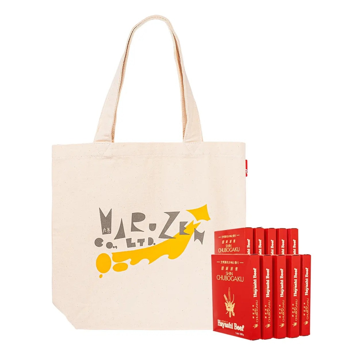 Cセット：新厨房楽「ハヤシビーフ」10個＋トートバッグ（大）（税別6000円）