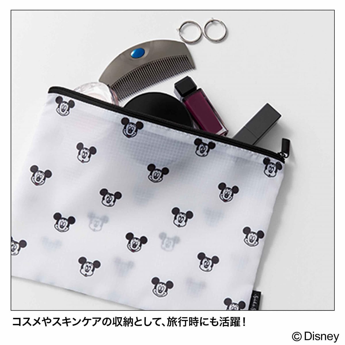 ミッキーマウス シェイプの巾着＆総柄ポーチ