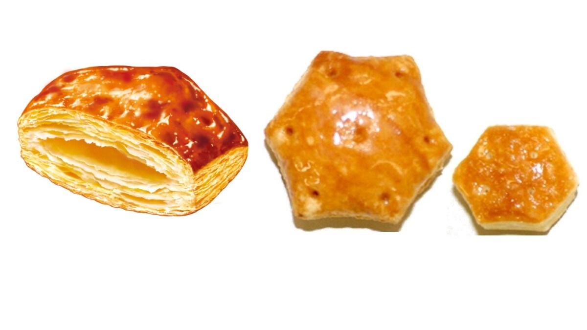 左：「おおきなパイのみ」断面イメージ 右：『おおきなパイのみ』 通常の『パイの実』のサイズ比較