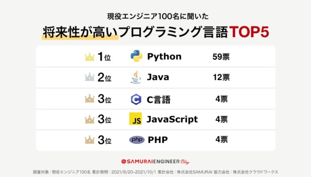 将来性が高いプログラミング言語TOP5