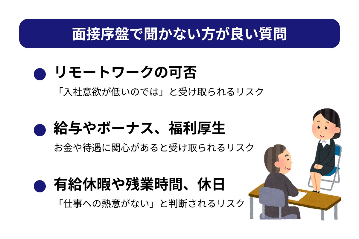 面接序盤で聞かない方が良い質問