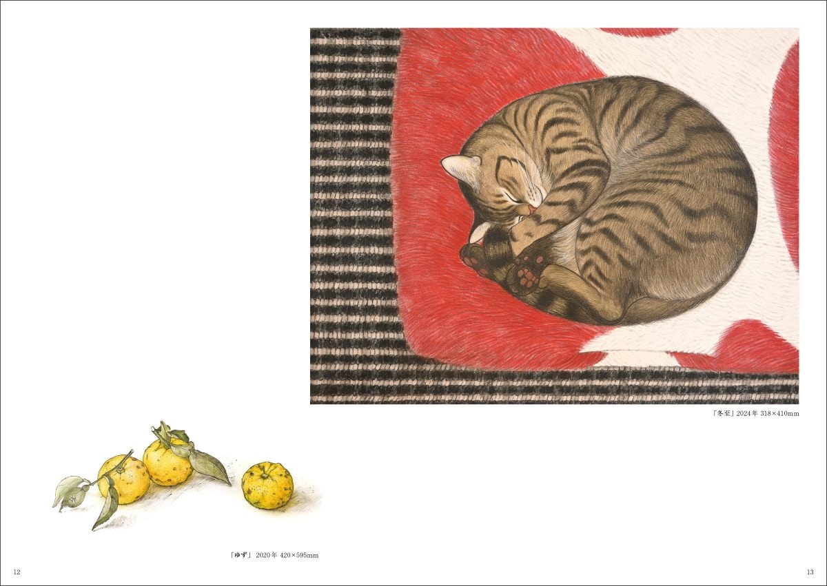 左「ゆず」（スケッチ）、右「冬至」　※画像出典『コイモ 小熊香奈子画集』（辰巳出版）