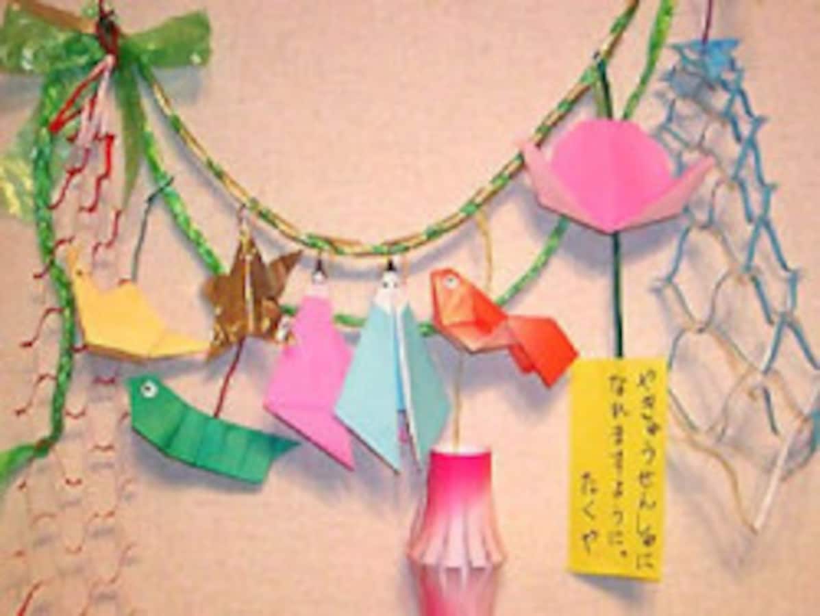 七夕飾りの折り紙！織姫・彦星・星・網飾り・ちょうちんなどの