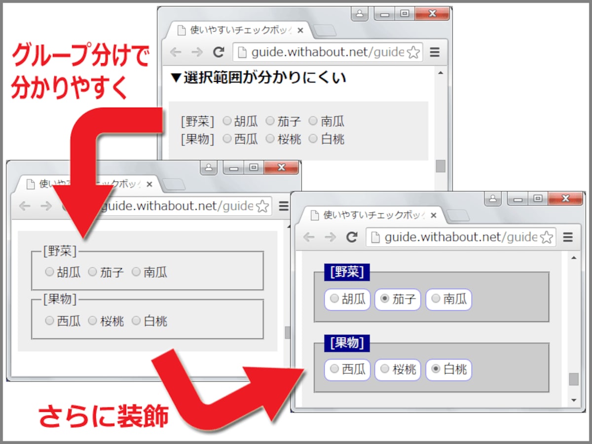 3/3 押しやすいチェックボックスやラジオボタンを作るCSS 